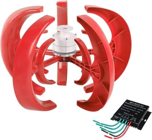 600W Vertical Axis Wind Turbine Generator, No Noise 12V/24V Magnetic Levitation with MPPT Controller, Eco-Friendly for Home & Street Lighting Solutions, 12V White