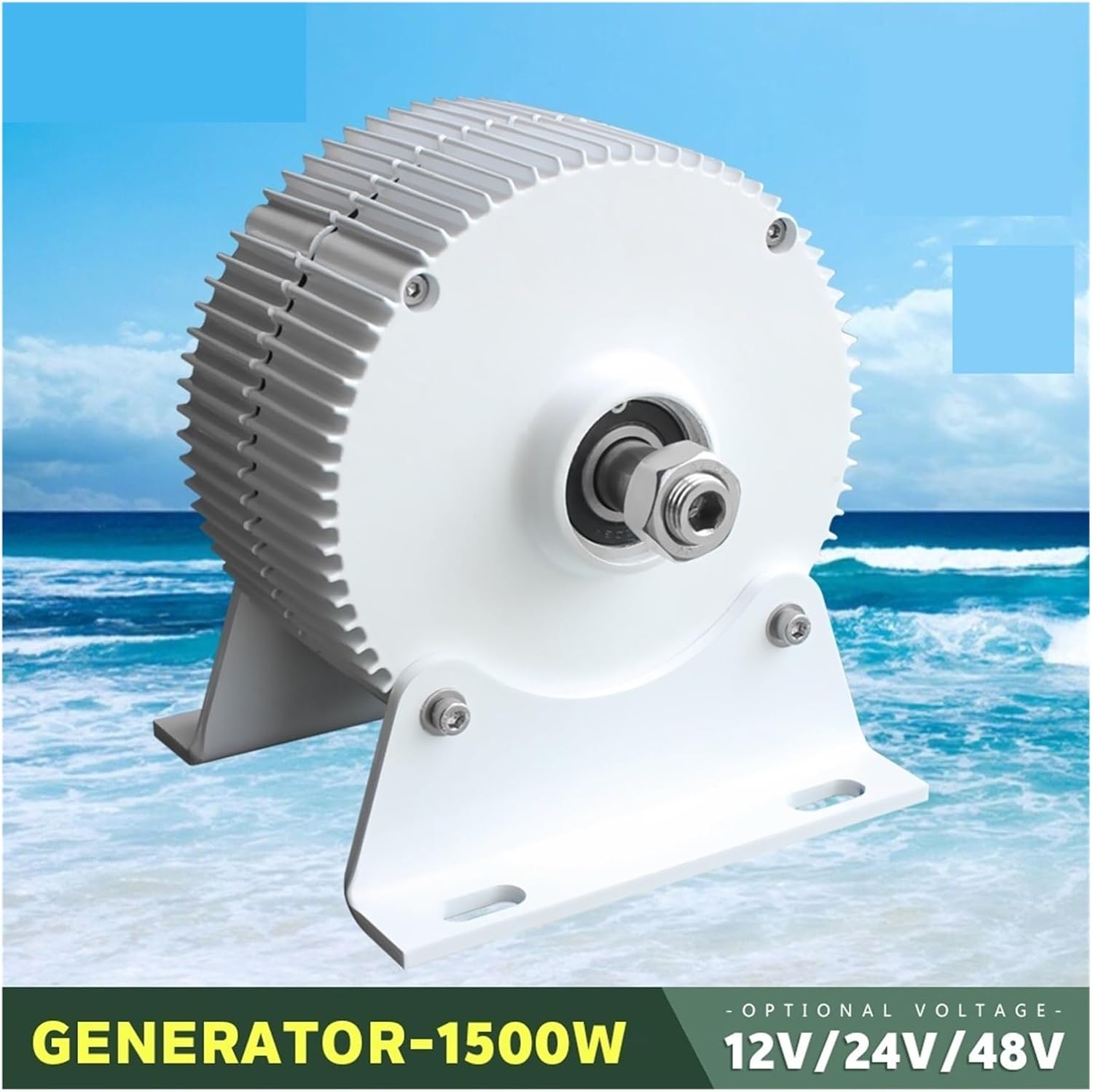 Wind Turbine Generator 24V 48V 1000W 1500W 3 Phase Gearless Permanent Magnet AC tors for Wind Water Turbine Industrial Energy(with Base,12V_1500W)