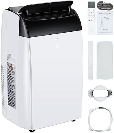 12000 BTU Portable Air Conditioner with Remote Control, Portable AC Cools to 750 Sq.ft Room, with Fan and Dry Function, Quiet Operation, Double Motor, Sleep Mode, Energy Savings, 110-115V