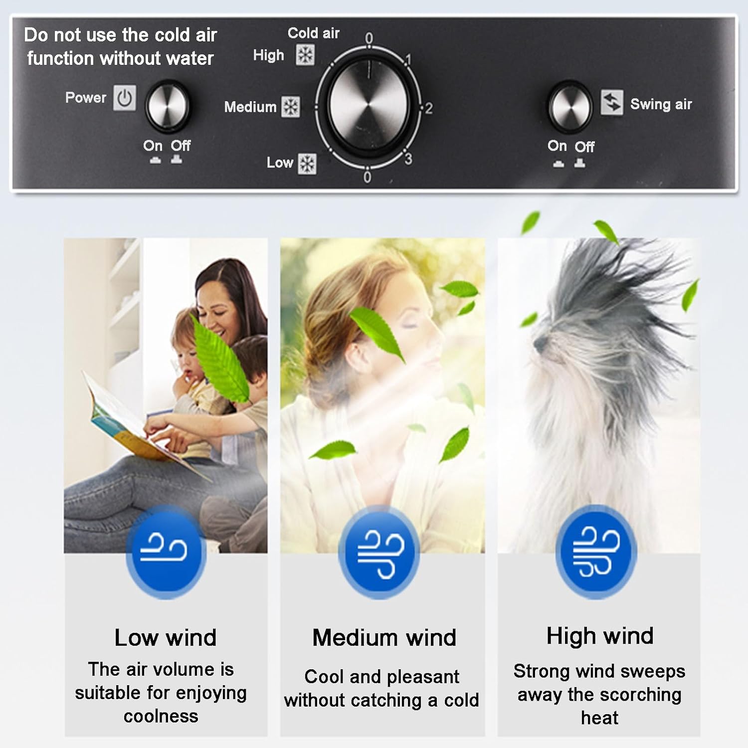 Evaporative Air Cooler, 4-IN-1 Portable Evaporative Cooler, Knob Control Air Conditioner Portable with 6.6 Gallon Water Tank, 90°Oscillation(Green)