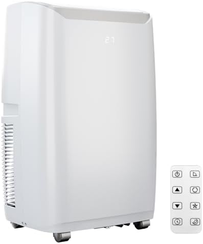 14,000 BTU Portable Air Conditioner - 9,200 BTU (SACC) Cools 700 Sq.Ft, 3-in-1 AC Unit with Dehumidifier & Fan, 52dB Quiet, Remote Control, for Bedroom/Office/Home,White