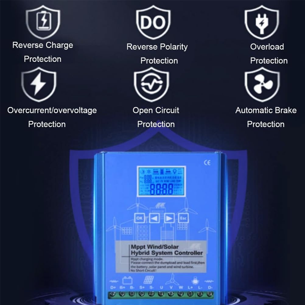 12v,HYZHANHONG Wind Solar Hybrid Charge Controller 5000W-10000W,12V/24V/48V LCD Display MPPT Boost Charging Multifunctional Wind Solar Controller,10000W-24V