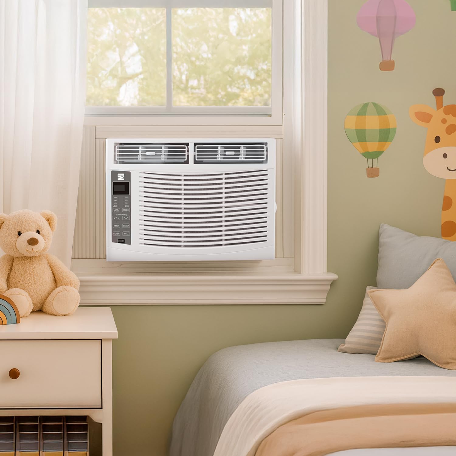 Kenmore KM6K-R 6,000 BTU Window Air Conditioner for Small to Medium Rooms up to 250 Sq. Ft. – Quiet Cooling, Remote Control, Easy Install, Energy Efficient, Digital Display, Washable Filter