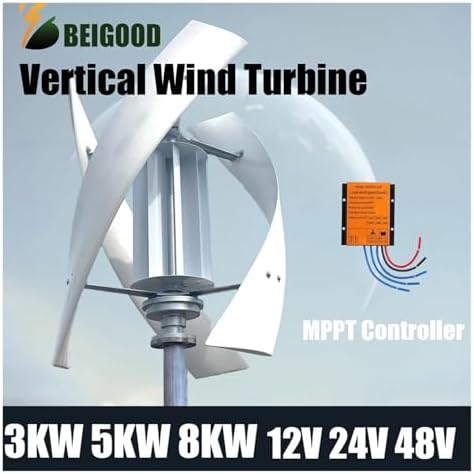 High Efficiency Vertical Axis Wind Turbine Generator - 5000W/8000W/10000W for 12V, 24V, 48V, 96V - Perfect Renewable Energy Solution for Home, Farm, RVs, Boats & Off-Grid Living
