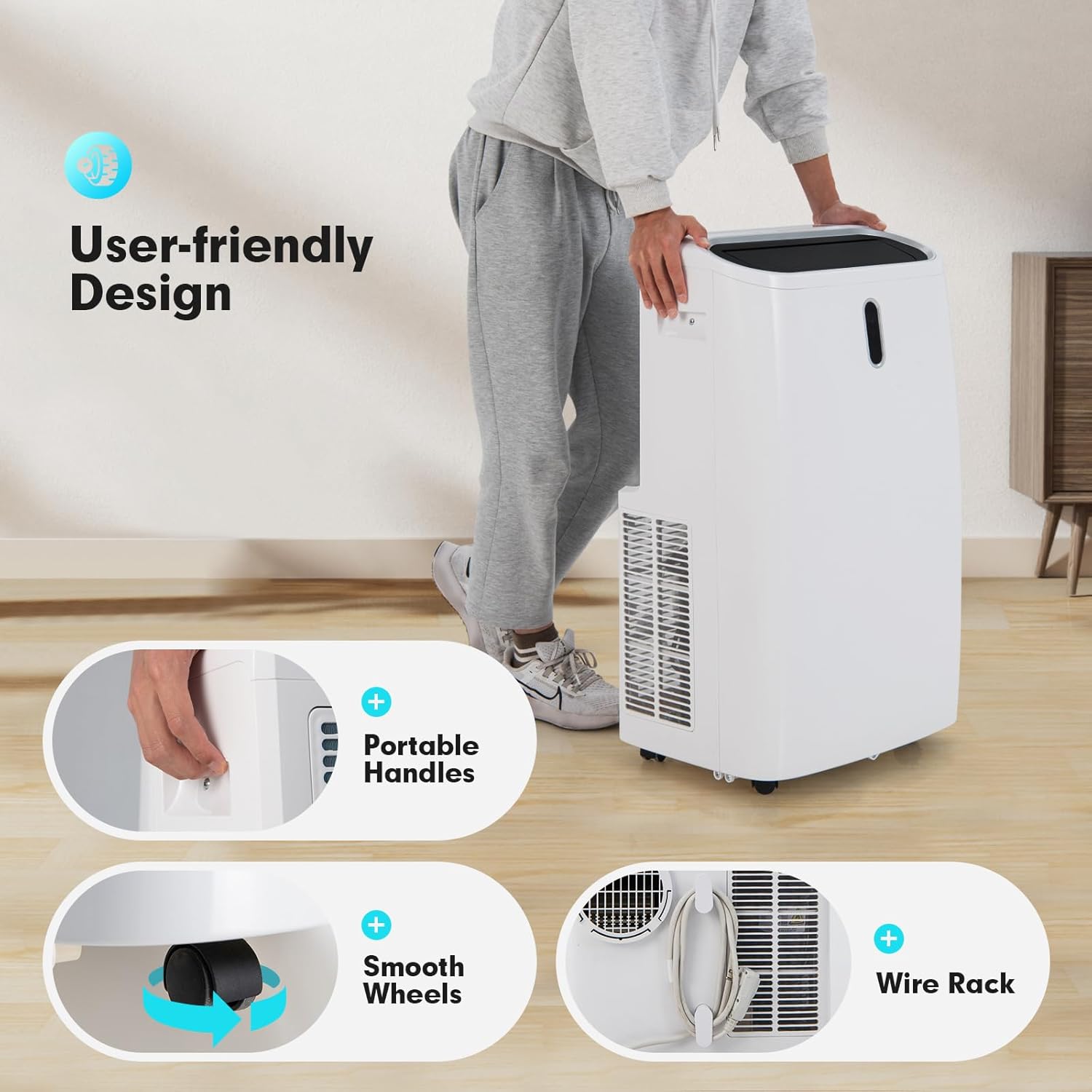 ARLIME 4-in-1 Portable Air Conditioner w/Remote Control, 14000 BTU AC Unit w/Cool, Heat, Fan, Dry & Sleep Mode, 24H Timer, Smart Phone Control, Air Cooler w/Window Kit, Cools Up to 700 sq.ft