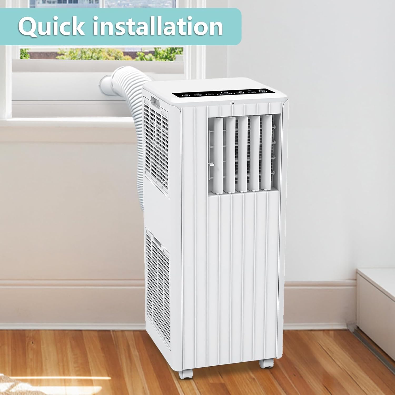 Portable Air Conditioner 8000 BTU with Remote, Cools Up to 350 Sq Ft, 3-in-1 AC Unit with Fan & Dehumidifier, Energy Efficient, LED Panel, Sleep Mode, 24H Timer for Bedroom Office Dorm