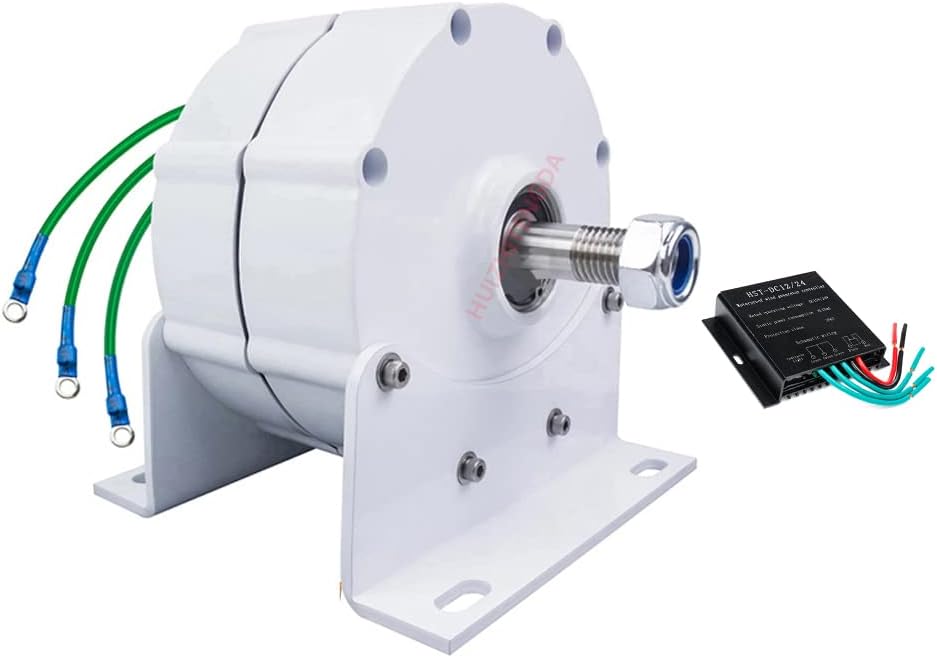 White 16000W Gearless Permanent Magnet Generator, Windmill Generator Low Speed AC Alternator 12V 24V 48V 220V for Wind/Water Turbine (with Base)