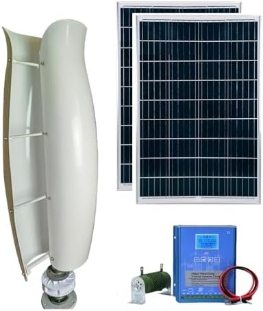 5KW Wind Turbine Generator Kit, 12V/24V/48V, Low Start-Up Speed, Hybrid Wind-Solar Power System with 200W Solar Panel, Controller, Breeze Start (Purple, 24V)