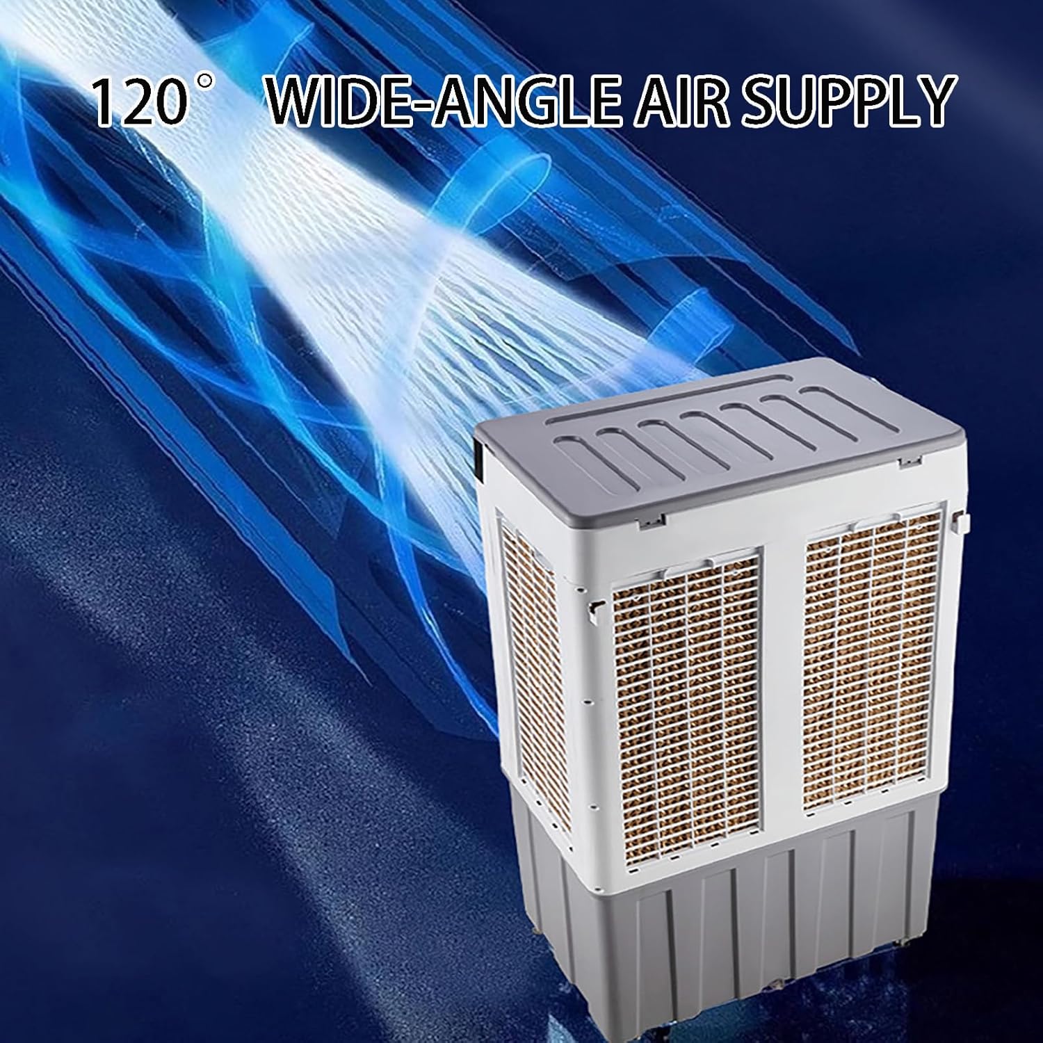 3-Speed Portable Air Conditioner Evaporative Cooler with Extra-Large Water Tank for Enhanced Cooling EfficiencySuitable for Large Rooms Gray 23.2in*15.7in*51.2in