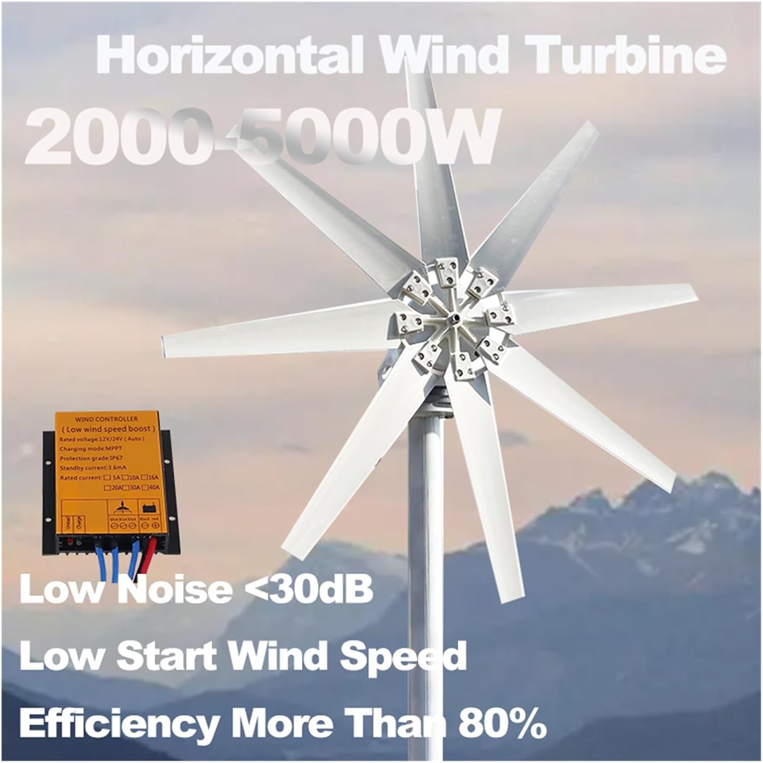5000W Wind Turbine Power Generator Off Grid System 12V 24V 48V Output System for Home Complete Kit MPPT Charger Industrial Energy(48V,5000W)