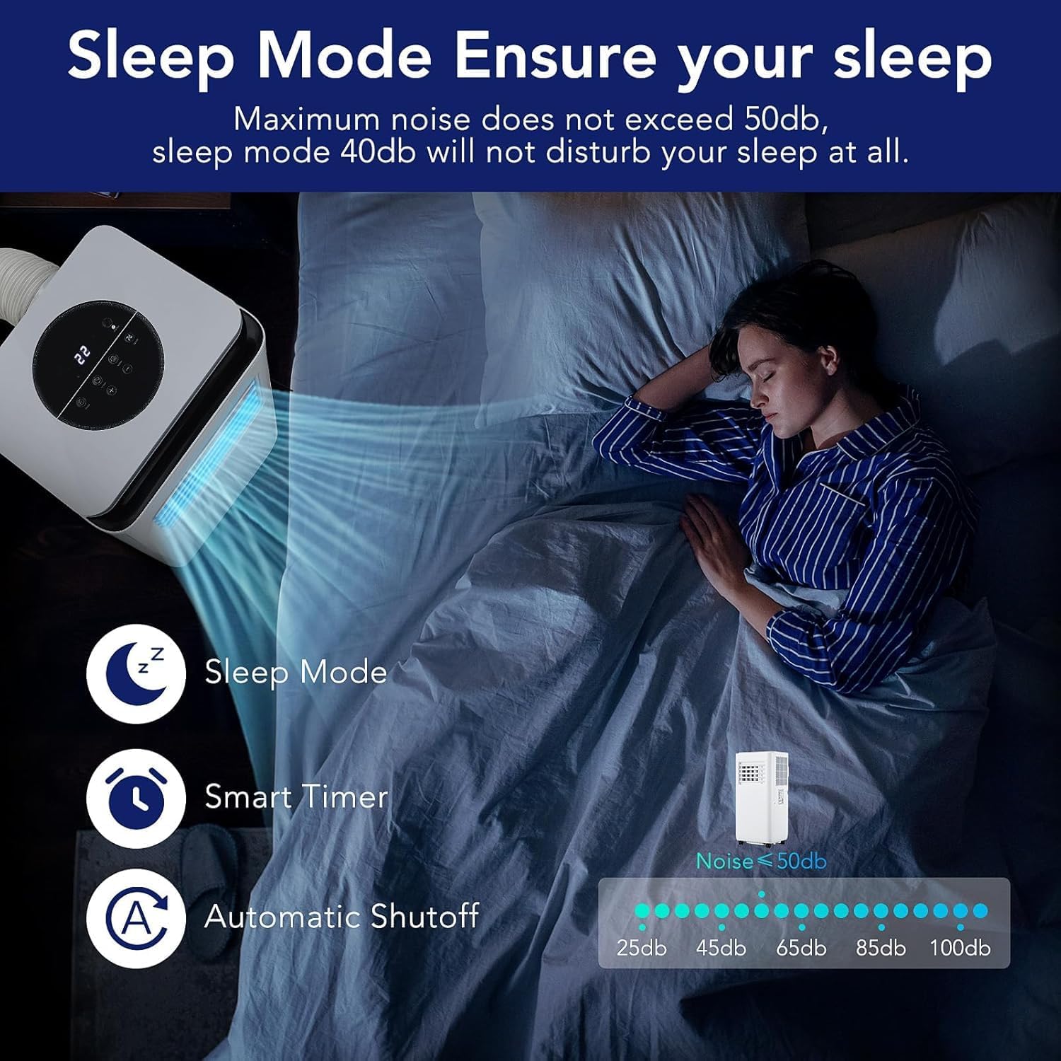 10000 BTU Portable Air Conditioner 3-in-1 Cooling, Dehumidifier & Fan with Remote Control, Cools up to 450 Sq. Ft, Auto Swing, Sleep Mode, 24H Timer, Low Noise, Easy Mobility with 4 Wheels