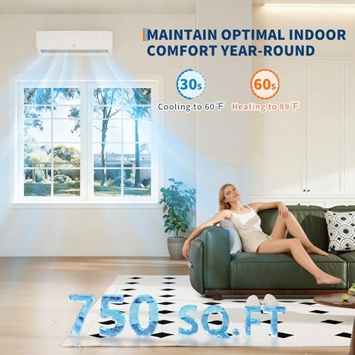 Ultra-Quiet 42dB |12000 BTU 19 SEER Ductless Mini-Split Air Conditioner Heat Pump | 3-in-1 Cooling, Heating & Dehumidifying | 230V White Inverter AC System | Includes 10ft Pre-Flared Line Set