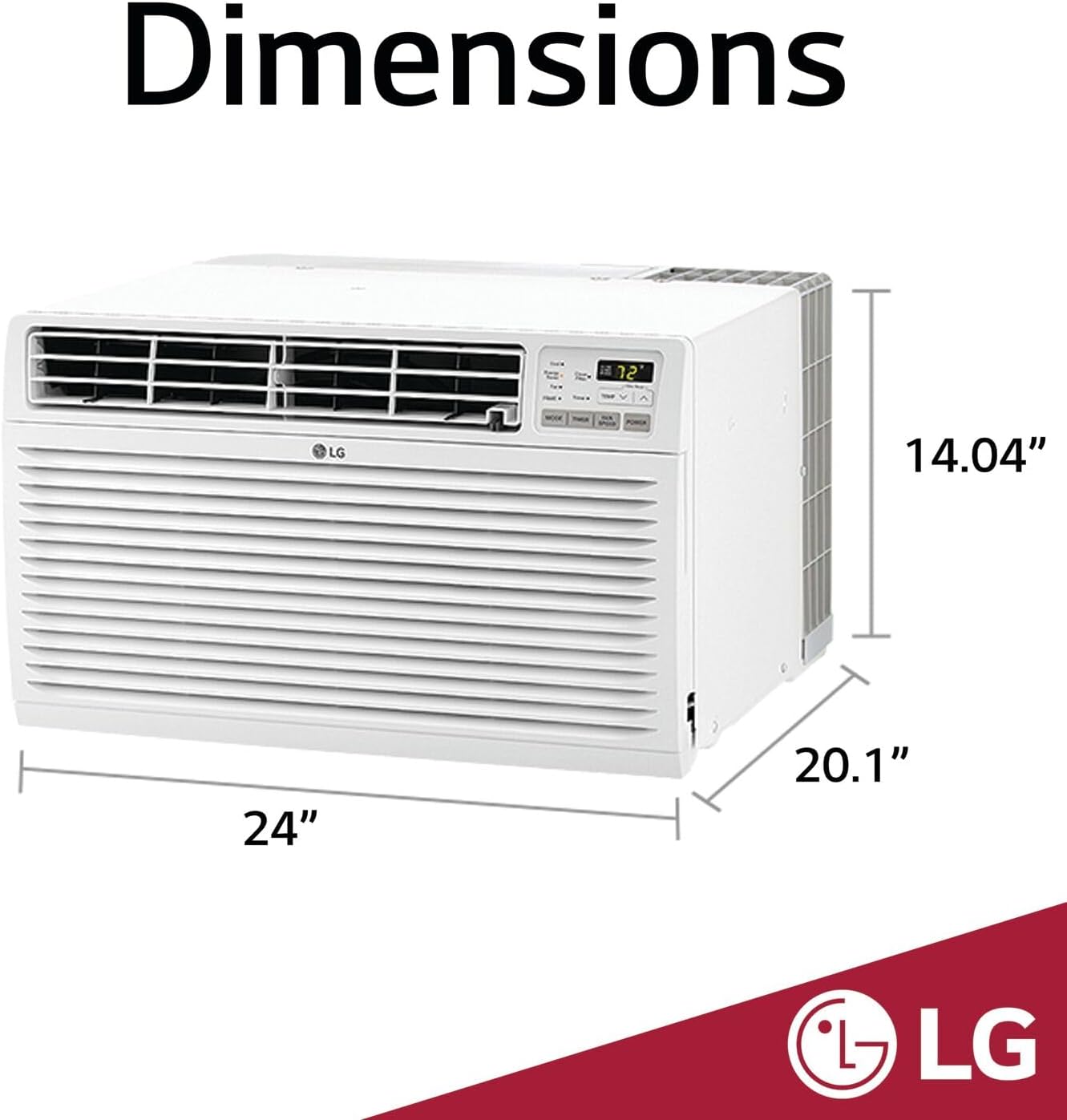 LG 9,800 BTU Through the Wall Air Conditioner with Supplemental Heat, 230V, AC Wall Unit for Rooms up to 440 Sq.Ft. (18' x 25' Room Size), Perfect for Bedroom, AC with Remote and Auto-Restart, White
