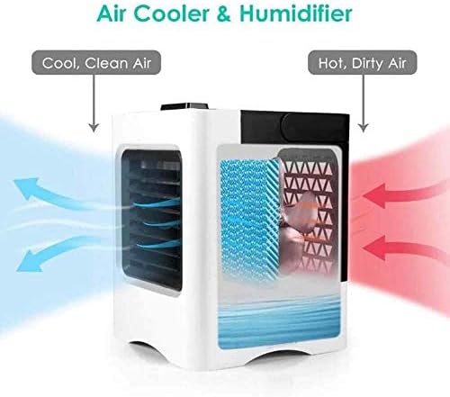 Air Conditioner Cooler Personal Air Cooler USB Coolers,Silent Air Evaporative with 375ml Water Tank,Portable LED Table Fan,Ultra-Quiet Table Fan for Home Office