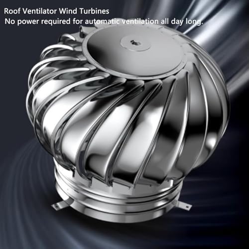 Stainless Steel Roof Wind Turbine Non-Power Ventilator Cap, Rainproof Exhaust Cap for Pipe Flue, 160mm/6in