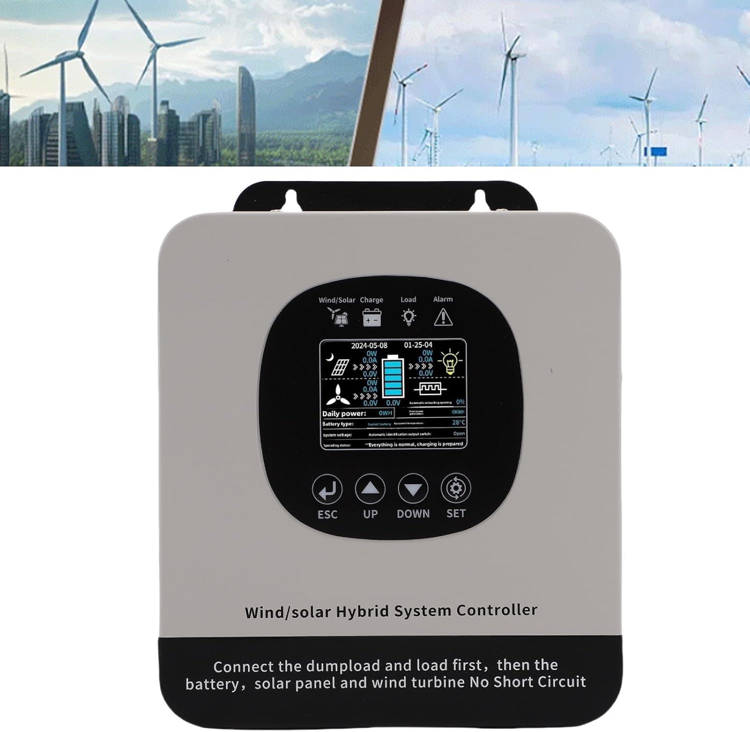 FTVOGUE Wind Solar Hybrid Charge Controller 1200W Wind Turbine 800W Solar Panel with MPPT PWM Technology for 12V 24V 48V Battery System Home Boat