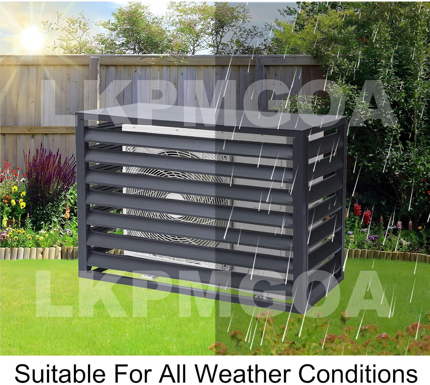 Air Conditioner Fence Panels, Outdoor Privacy Fence Covers, Hid Air Conditioner Rack Flower Stand, All Weather, Noise Reduction(Gray,1.5P)