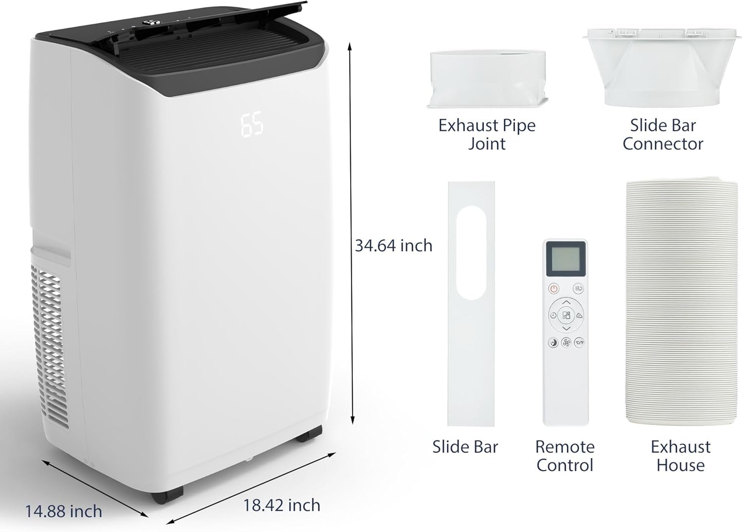Air Conditioner 14000Btu 3-1 in, Portable Air Conditioner Built-in Cool, Dehumidifier, Fan Modes, Room Air Conditioner with Remote/Installation Kits, Cools up to 750 Sq.ft