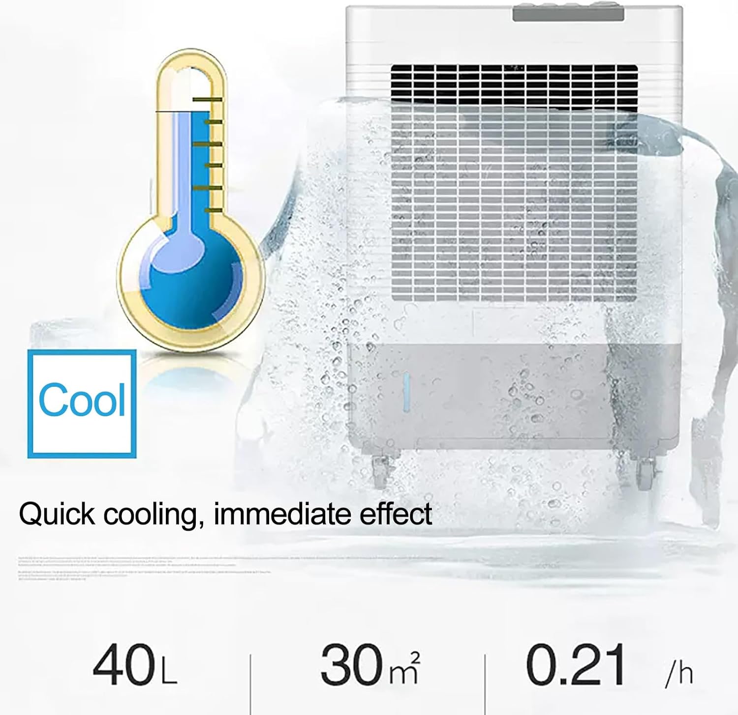 Industrial Air Conditioner Portable Evaporative Air Cooler Swamp Cooler with 10.6 Gallon Tank, 3 Speed Settings, Ideal for Cooling Homes, Garages, and Patios