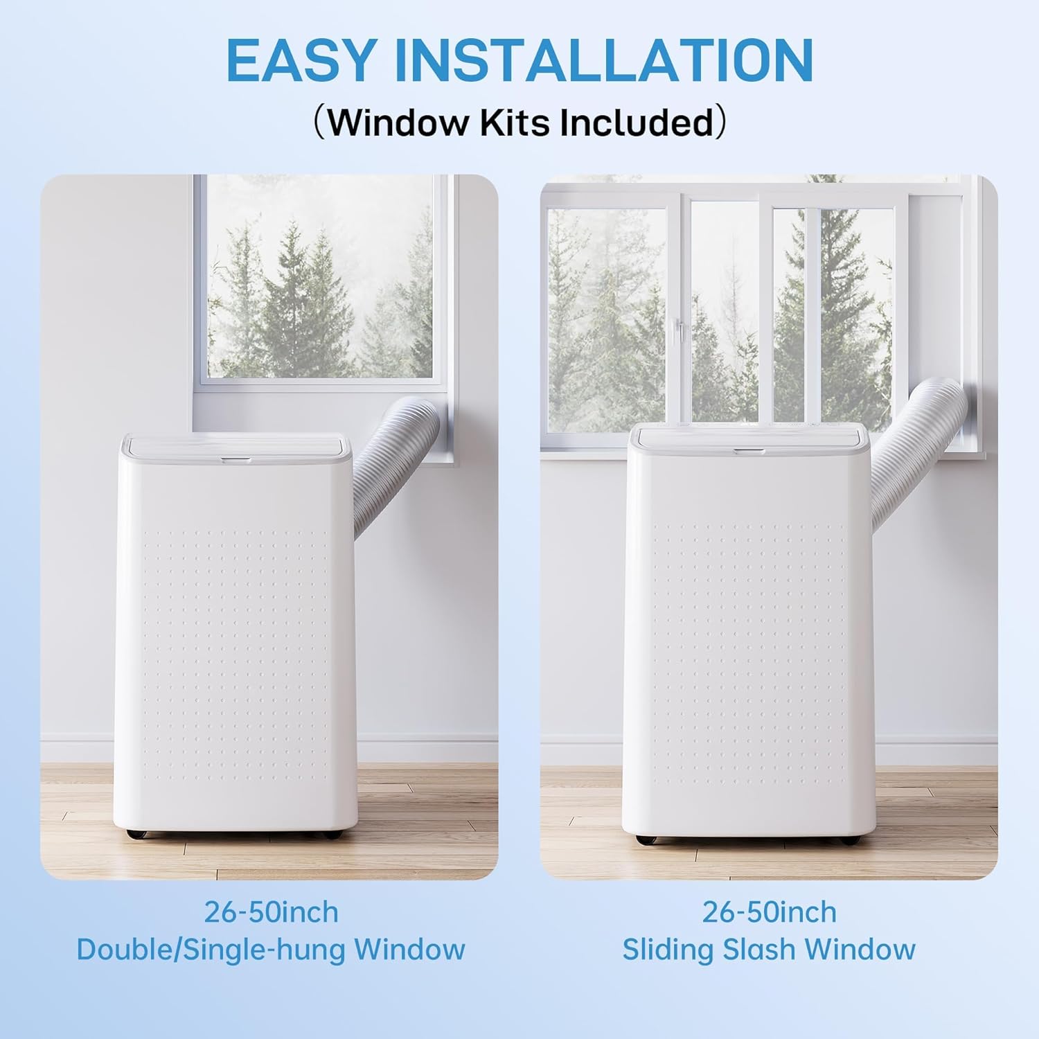 14000 BTU Portable Air Conditioners Cools Up to 750 Sq.Ft, 3 in-1 Free Standing Cooling AC Unit with Fan & Dehumidifier, Includes Remote Control & Window Kit, Smart/Sleep Mode, Auto Swing, 24H Timer