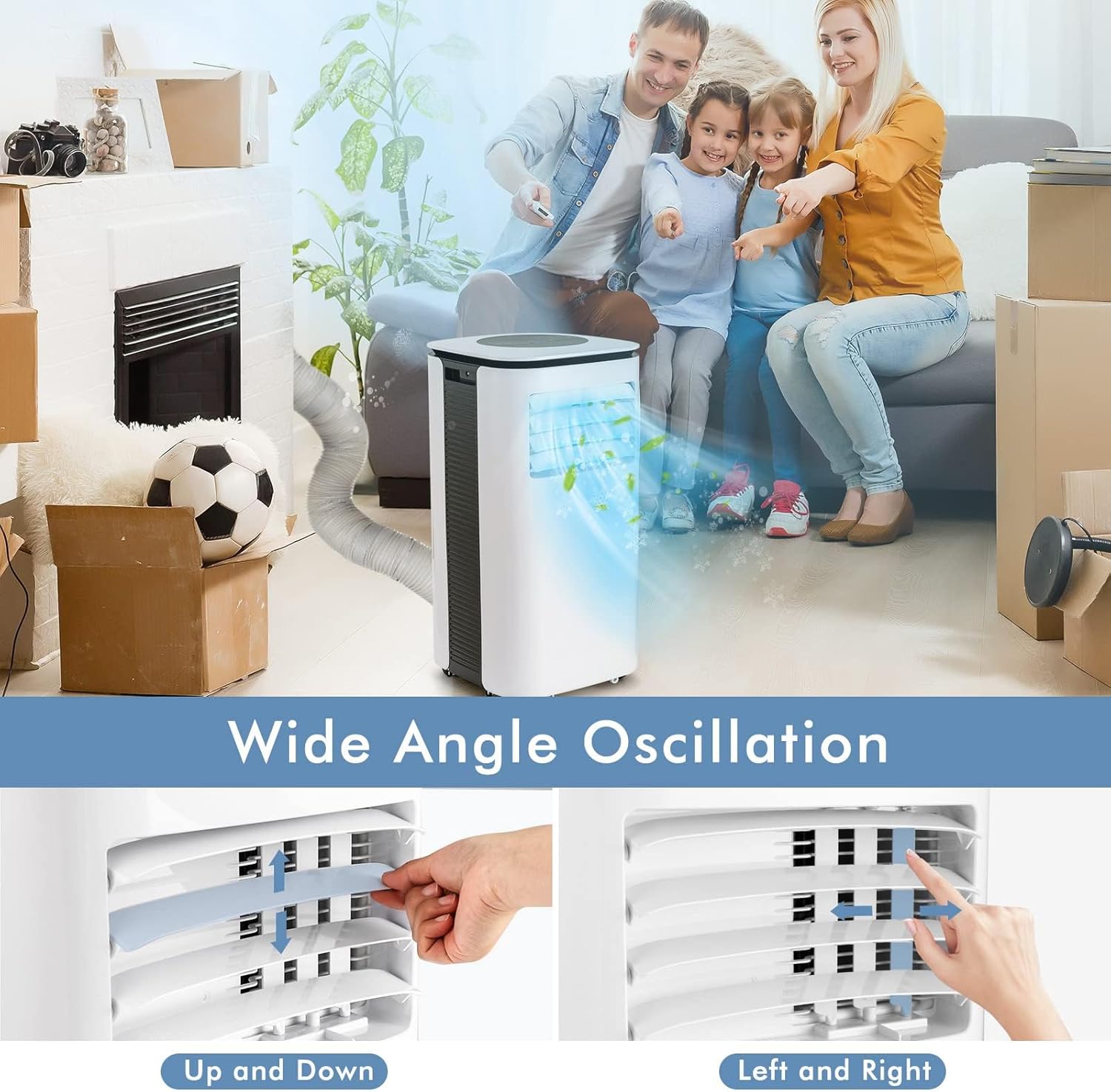 DORTALA Portable Air Conditioner 9000 BTU, Powerful AC Unit with Remote Control, Sleep Mode, 24H Timer, Window Kit, Mobile AC for Bedroom, Dorm, Cool Rooms up to 350 sq. ft, White