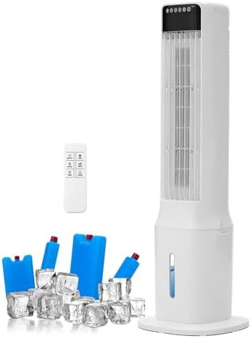 Portable Air Conditioner for Home Office Outdoor, Evaporative Swamp Cooler with 3Gal Water Tank, 120° Oscillation Cooling Fan with Remote 2 Modes 3 Speeds, 12H Timer & 4 Ice Packs