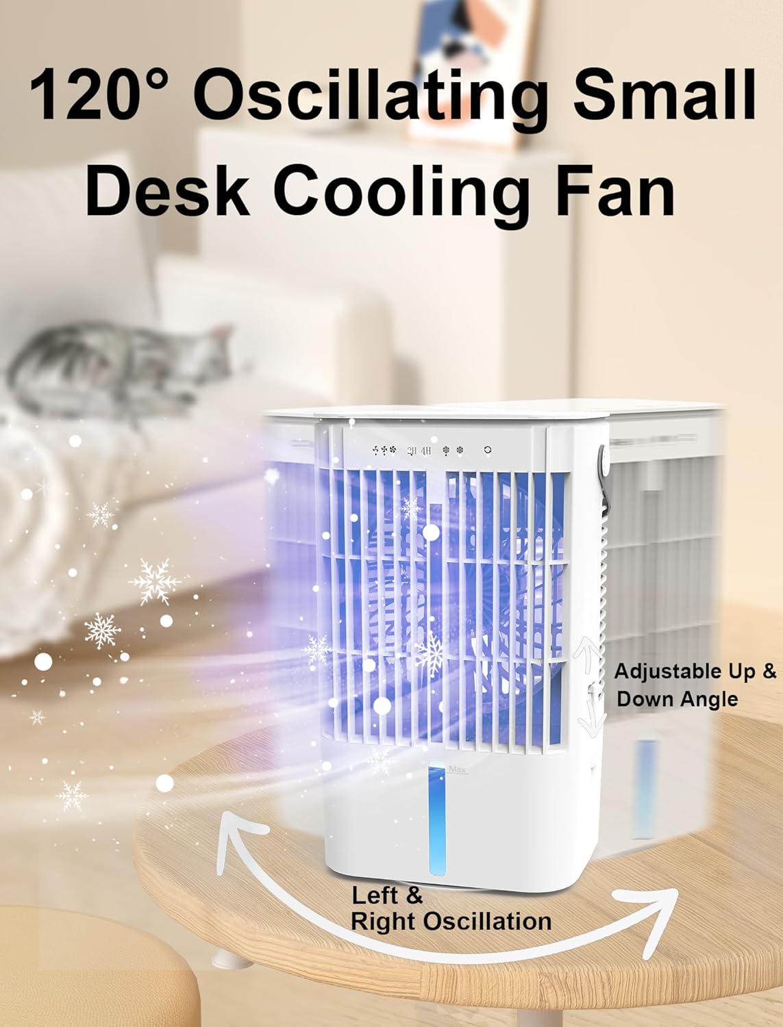 Portable Air Conditioner, 1200mL Evaporative Air Cooler, Personal Mini Air Conditioner with 3 Speeds & 2/4H Timer, 120° Oscillating Portable Ac Unit Fan Small Air Conditioner for Home Office Room