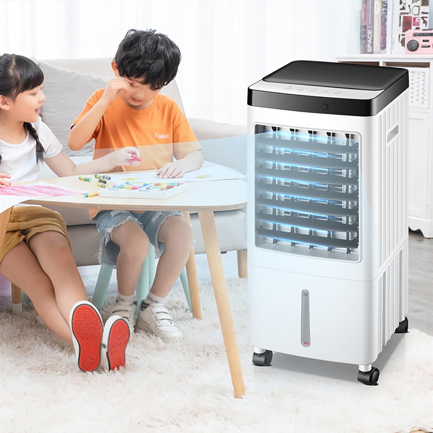 Cooling Fan, Portable Air Conditioner Fans, Water Cooling Fan with Universal Wheel, for Living Room, Bedroom and Office