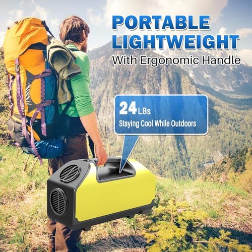 Tent Air Conditioner, 24V 2000BTU 360W Portable Camping Air Conditioner, 15s Fast Cooling LED Display 300Min Contination, 3 Wind Speeds for Van Life, Camping Tent, Outdoor, Indoor White