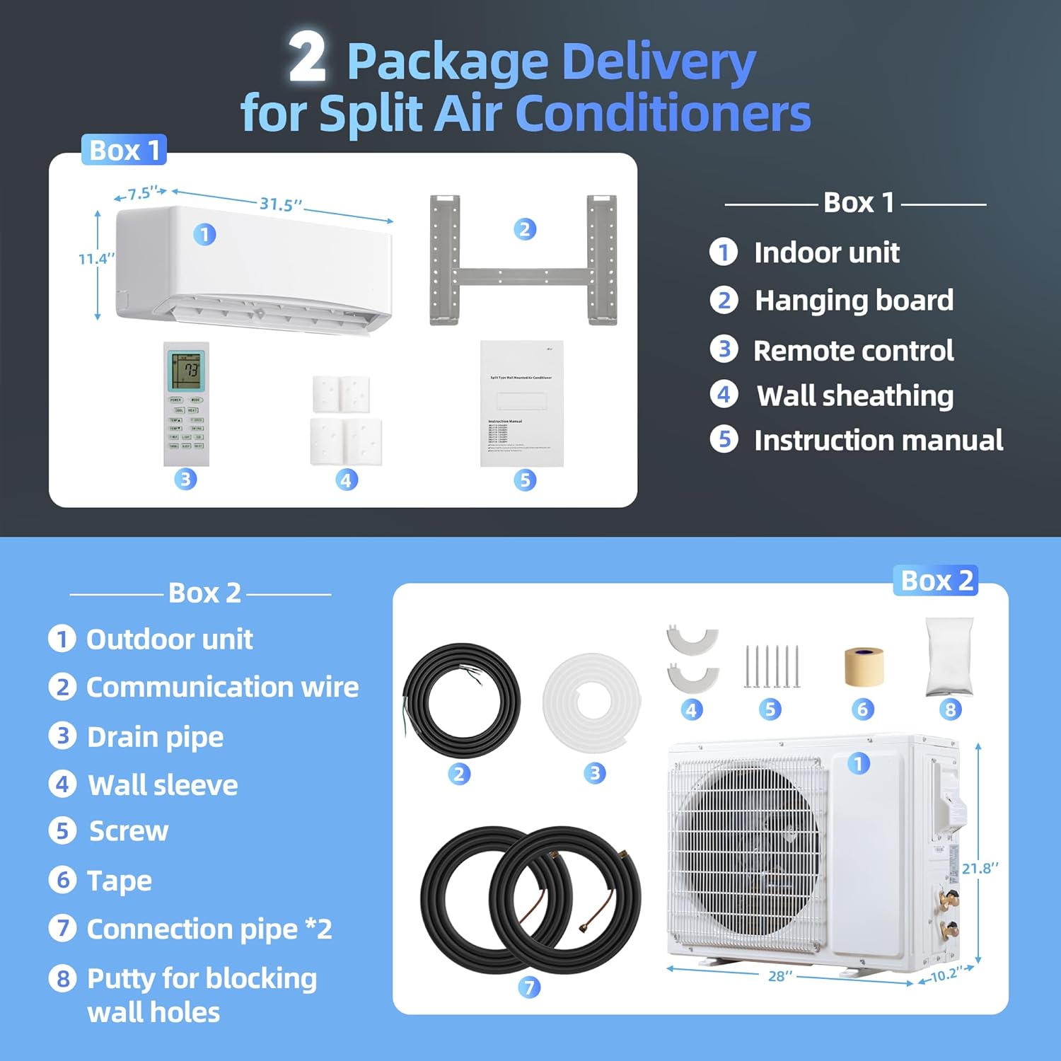Manastin 12000BTU Mini Split Air Conditioner& Heater, 17 SEER2 115V Mini Spilt AC with Inverter Compressor, Covers Up to 750 Sq. Ft, Complete Installation Kit Included
