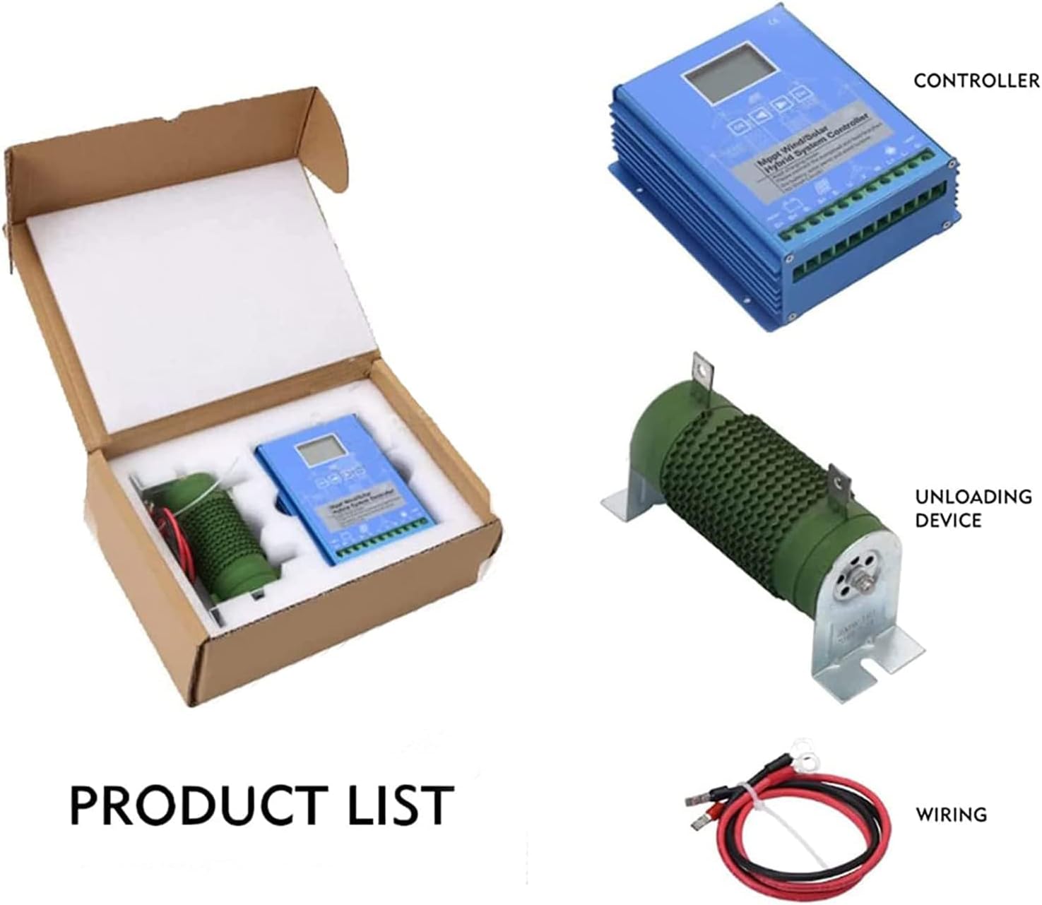 12000W Wind and Solar Hybrid MPPT Charge Controller 12V 24V Auto 48V with Dump Load for Wind Turbine Solar Panel Regulator with LCD Display Screen