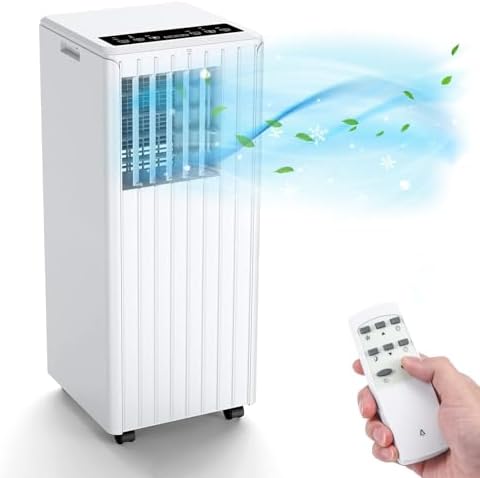 8000BTU Portable Air Conditioners Room Up to 350 Sq.Ft, 3-IN-1 Portable Conditioner with Cool, Fan, Dehumidifier, Sleep Mode & 24H Timer, Indoor Ac Unit w/Remote Control, Portable AC for Indoor Room