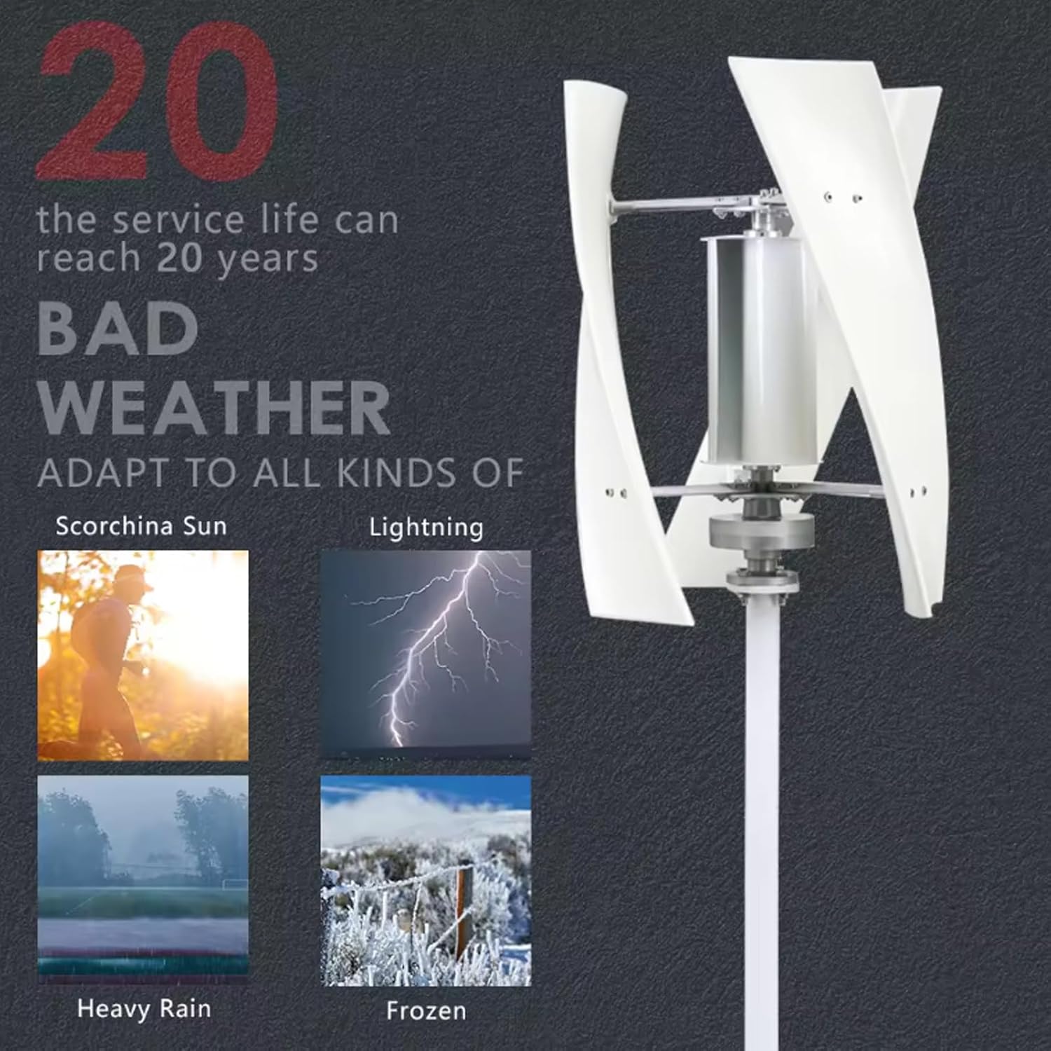 6000W Vertical Wind Turbine Generator with Charge Controller for Home & Boat - 24V Eco-Friendly Renewable Energy System, High Efficiency Wind Power Solution