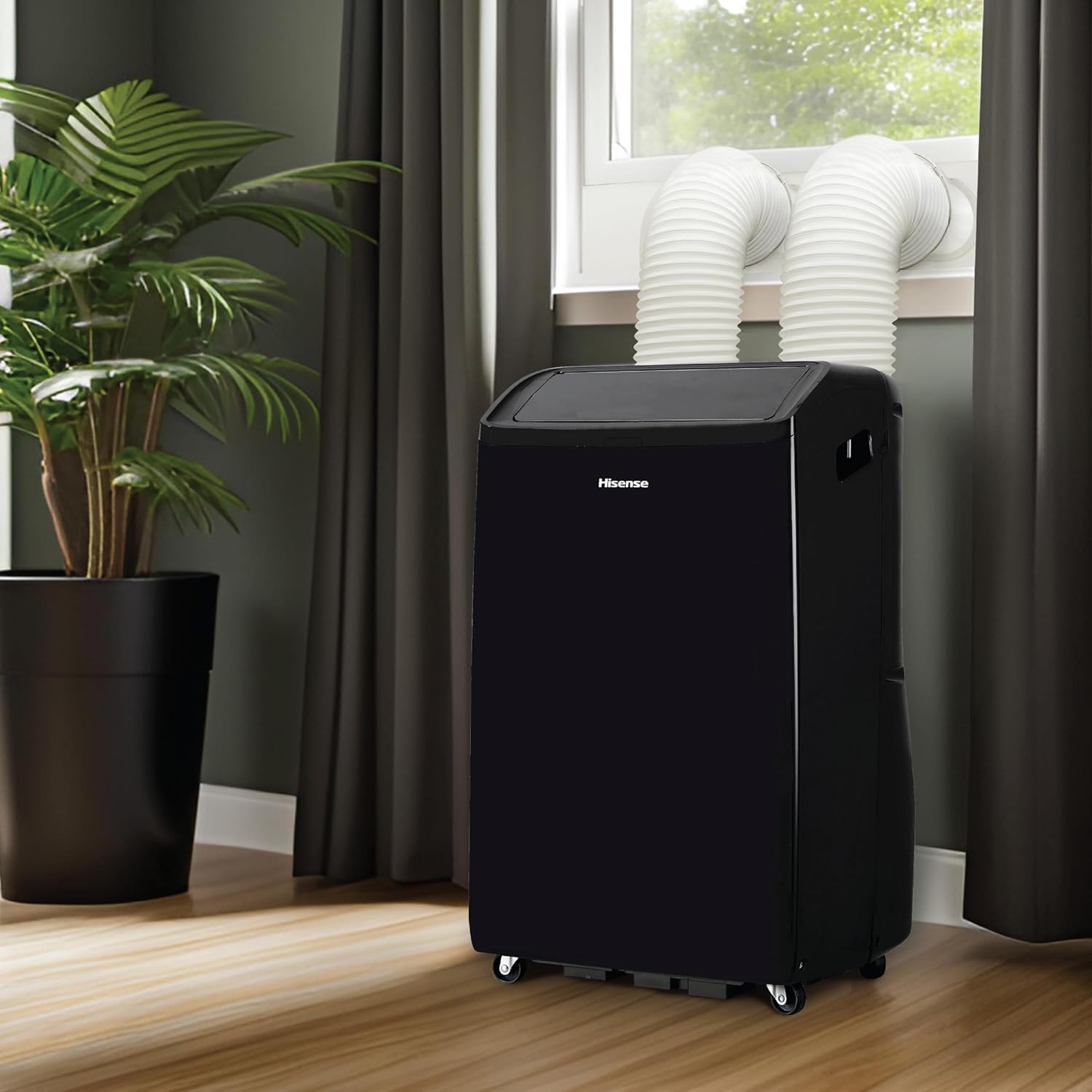 Hisense 10,000 BTU Smart Portable Inverter Air Conditioner with Quiet, High Efficiency Operation and Wi-fi Controls, AC Unit for Apartment, Living Room, Medium Rooms up to 450 Square Feet in Black
