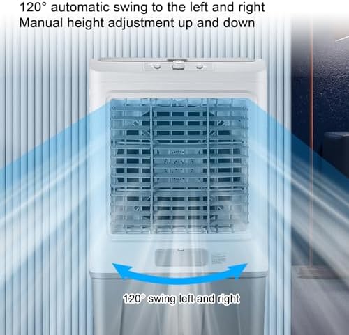 Swamp Cooler Air Conditioner, Evaporative Air Cooler w Large Capacity Water Tank, 4 Ice Box, Portable Air Conditioner with 3 Speeds for Backyard, Garage, Patio, Indoor(51x38x100cm(20x15x39.5in))