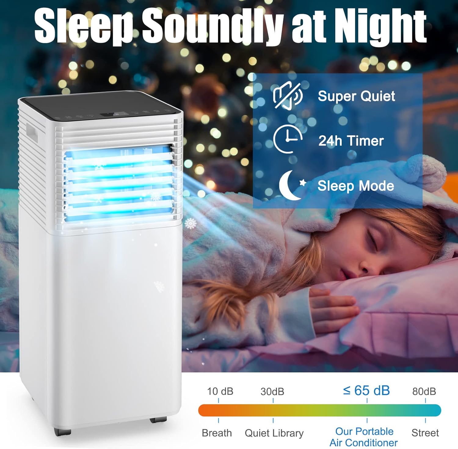 LDAILY 8000 BTU Portable Air Conditioner, 3-in-1 Air Cooler w/Dehumidifier & Fan Mode, Cools up to 230 sq.ft, Multifunctional Air Cooler w/Sleep Mode, 24H Timer, 2 Fan Speeds, Remote Control (Black)
