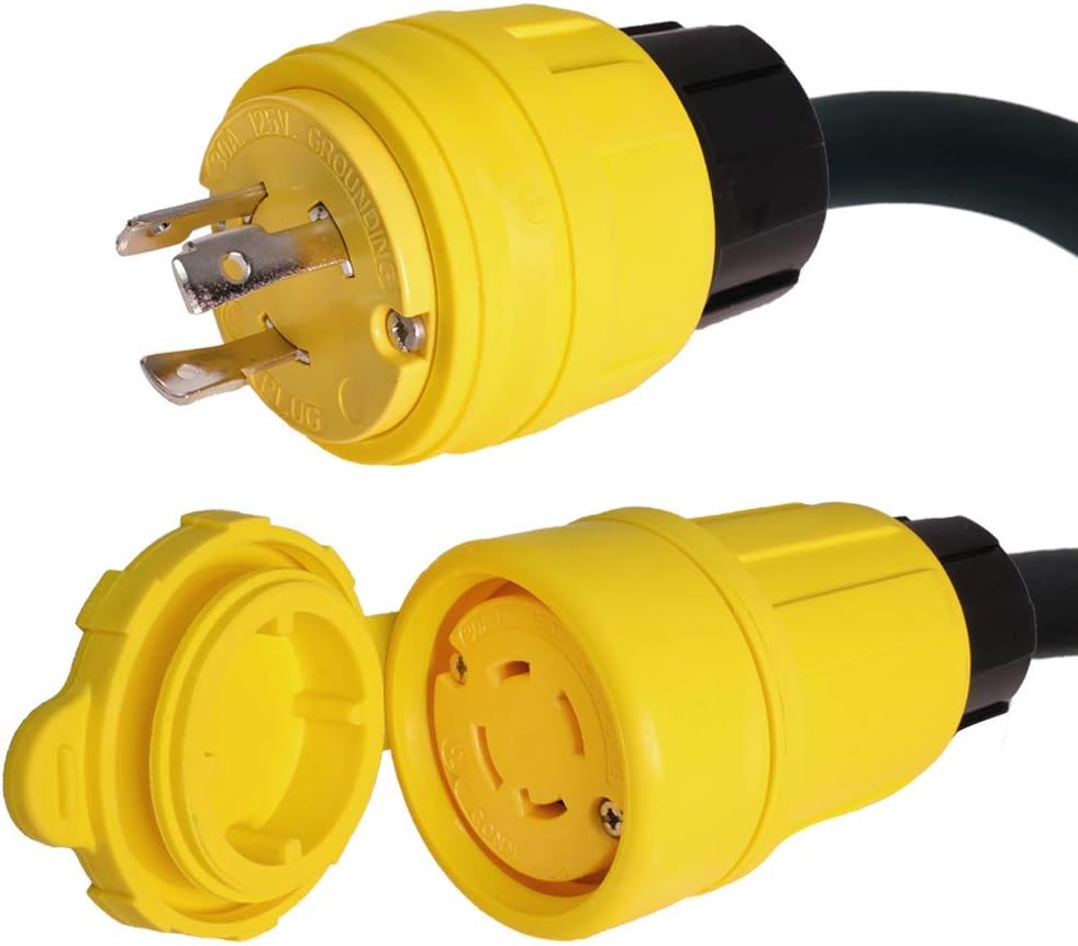 Weatherproof L5-30P to L14-30R Generator Power Cord - 40 Foot, 30A, 125V, 10/3 SJOOW Cable - Iron Box Part # IBX-78446-40 - UL Listed - Made in USA