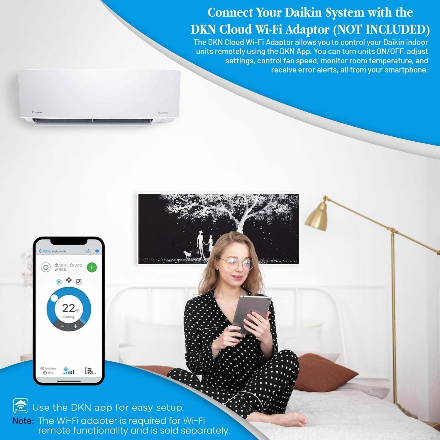 Daikin 24,000 BTU 18 SEER2 Entra R32 Series Ductless Mini Split with Heat Pump System w/Maxwell All-Inclusive 25’ Installation Kit and Wall Mounting Bracket (230V)