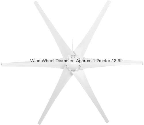 800W Wind Turbine Generator Kit - High Efficiency 6-Blade Wind Power System for 12V/24V/48V, Ideal for Home Energy Solutions & Free Power with Controller
