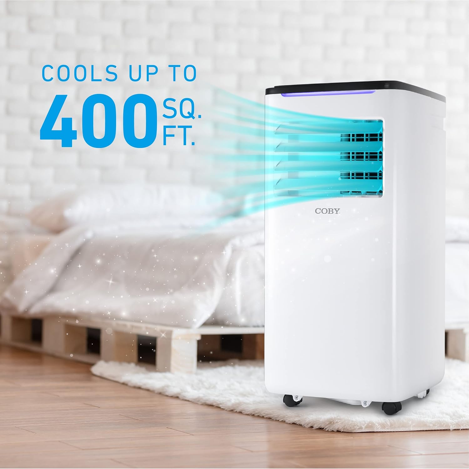 COBY Portable Air Conditioner 3-in-1 AC Unit, Dehumidifier & Fan, Air Conditioner 9,000 BTU Portable AC Unit for 400 Sq. Ft. with Remote Control, 24-Hour Timer, & Installation Kit