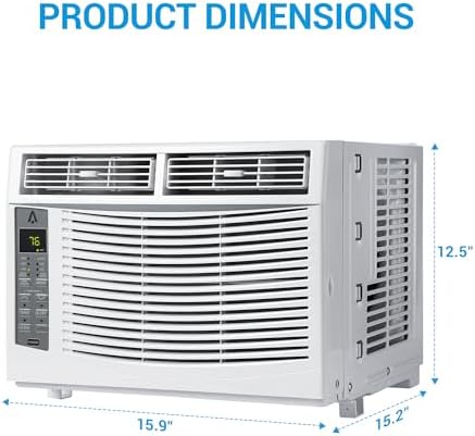 6,000 BTU Window Air Conditioner, Up to 350 Sq.Ft., Energy Saving Window AC Unit with Adjustable Thermostat & Fan Speed, 24-Hour Timer, for Office, Bedroom, Kitchen, White(with Wifi)