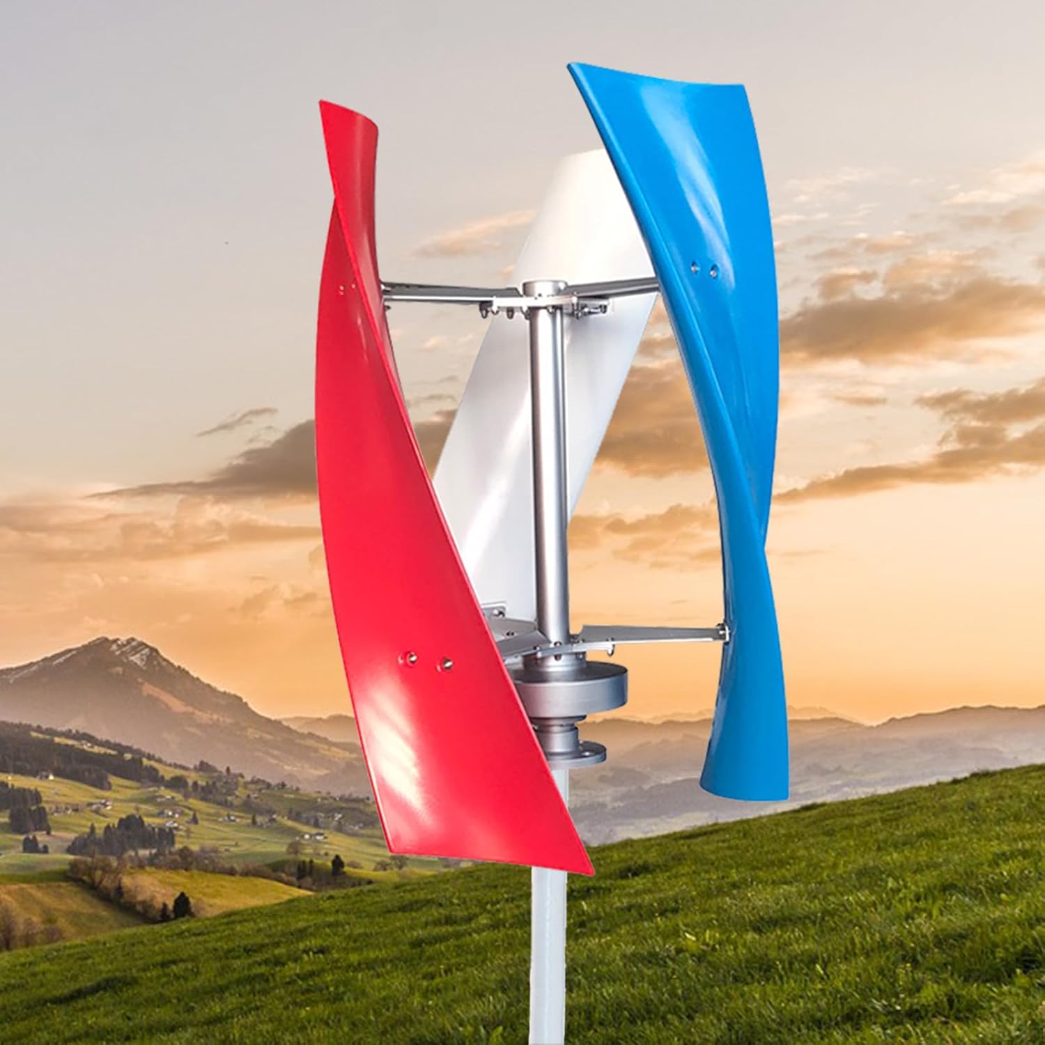 6000W Vertical Wind Turbine Generator - Low Noise, Low Wind Start, 3-Blade Design with Controller for Marine, RV, Home & Industrial Use, 12V Power Solution, Eco-Friendly Energy