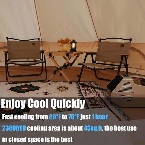 Portable Air Conditioners Tent Air Conditioner For Camping Camping Air Conditioner Portable AC Unit 2380Btu Fast Cooling Car AC Unit Low Power Consumptiontent Camping Rv Truck Van Life Home yellow