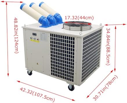 220V Industrial Air Conditioner Outdoor Air Conditioning Fan Equipment Three Tube 1550m³/h Blue