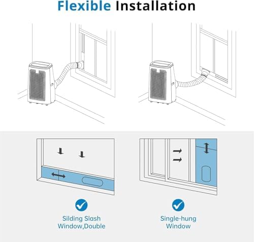 14,000 BTU Portable Air Conditioner - 3-in-1 Cooling for 750 Sq.Ft Rooms - Ultra-Quiet with Sleep Mode & 24H Timer - Energy Efficient AC Unit w/Remote for Home/Office/RV, White+Black