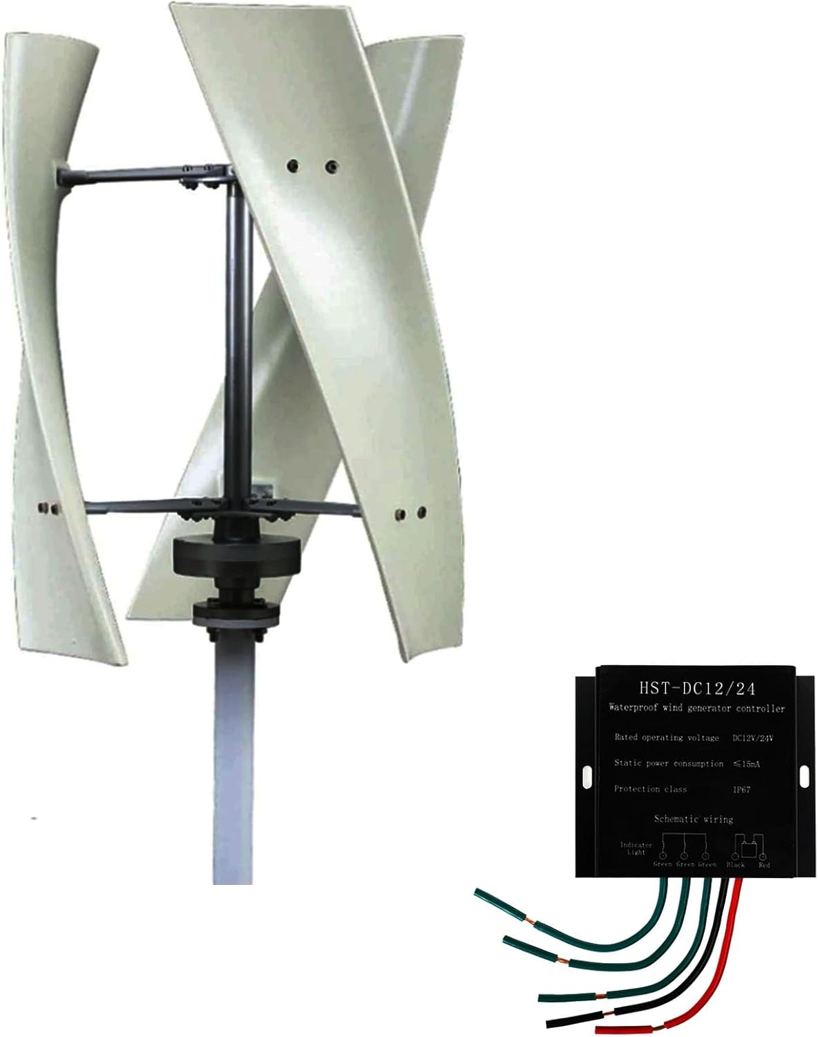 12v, Three Phase Household 3 Blades Magnetic Levitation Wind Generator, 8000W Vertical Wind Turbine Generator with MPPT Controller for Home Street Lighting (White, 12V-220V)