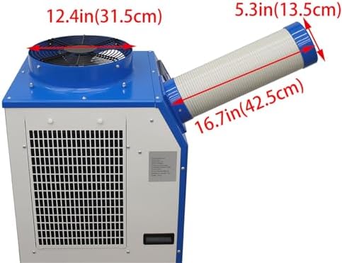 110V Industrial Portable Air Conditioner Air Flow 480m³/h with Wheels 14L Tank 1400W Commercial Spot Cooler Adjustable Vent Ideal for Insititute Workshops Outdoor Events