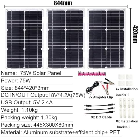 4000W Solar Inverter Kit - 12V to 110V/220V Car Inverter with 75W Portable Solar Panel & 50A Controller - Complete Solar Power Generator for Home & Outdoor Activities