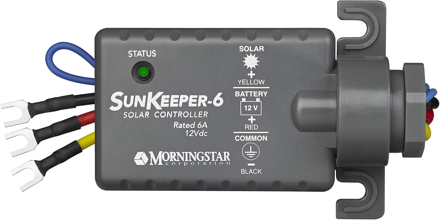 Morningstar SunKeeper 6A PWM Solar Charge Controller (SK-6) - Intelligent Solar Panel Regulator, Supports 12V Batteries, IP65 Outdoor Panel Control, HAZLOC Rated, 5 Year Warranty - Designed in USA