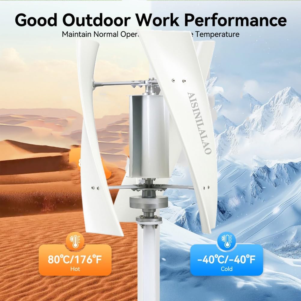 6000W Efficient Vertical Wind Turbine - 12V 24V 48V 220V Waterproof Windmill Wind Generator with MPPT Controller for RV, Boats, Camping & Off-Grid Energy